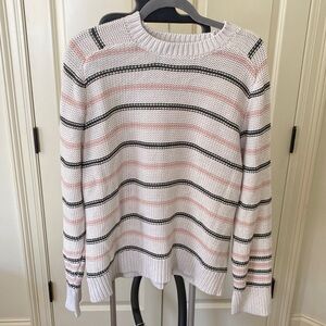 Madewell Striped Crew Neck Sweater - Pink, Black, and White
